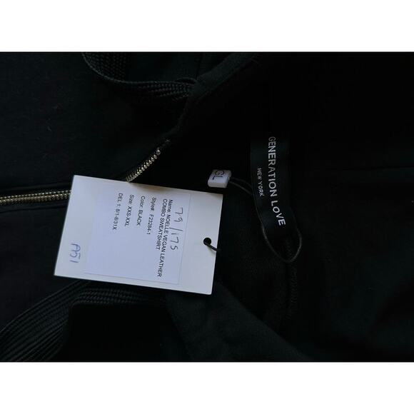 NEW NWT Generation Love Noelle Vegan Leather Combo Sweatshirt size Small - Picture 8 of 8